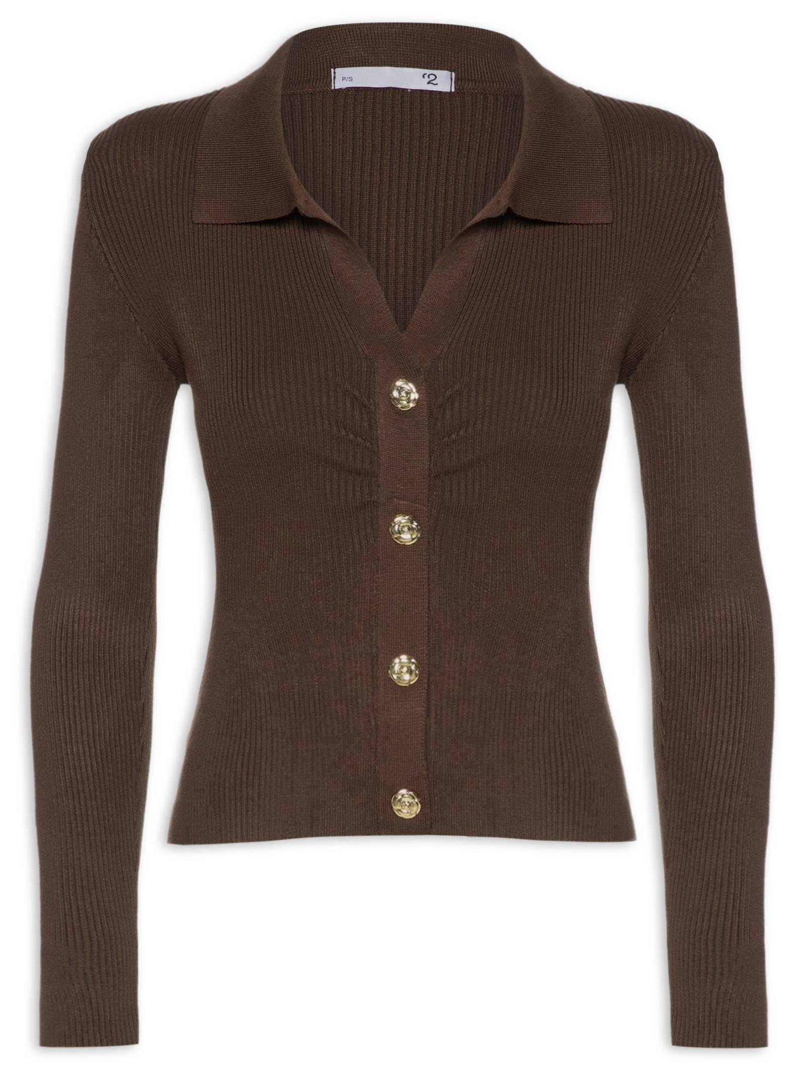 Blusa Feminina Gola Polo em Tricot – Marrom '2Essential