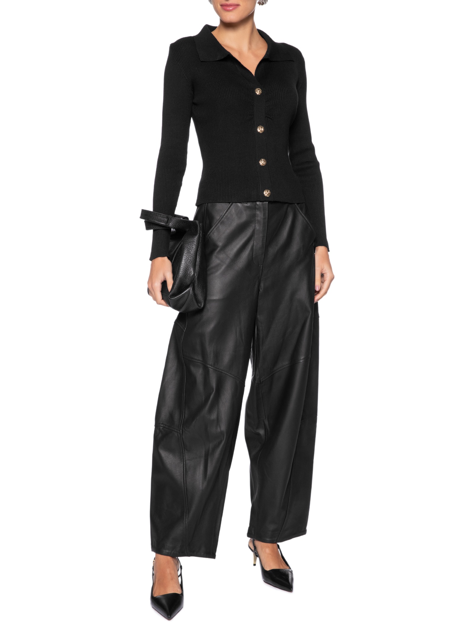 Blusa Feminina Gola Polo em Tricot – Preto '2Essential