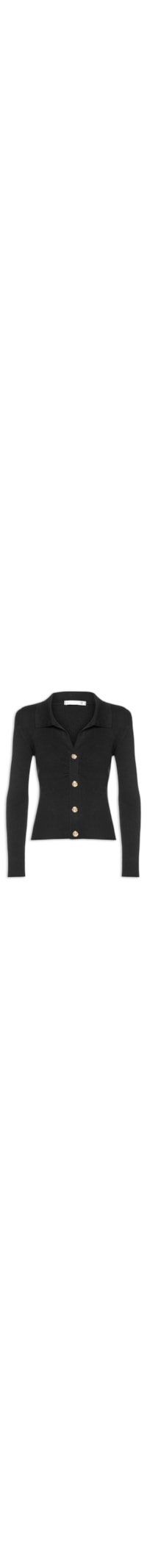 Blusa Feminina Gola Polo em Tricot – Preto