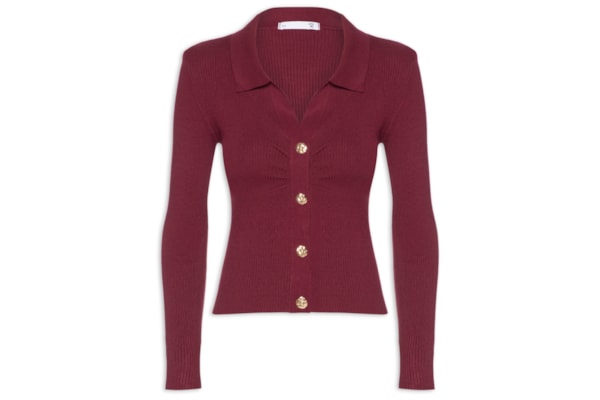 Blusa Feminina Gola Polo em Tricot – Vermelho