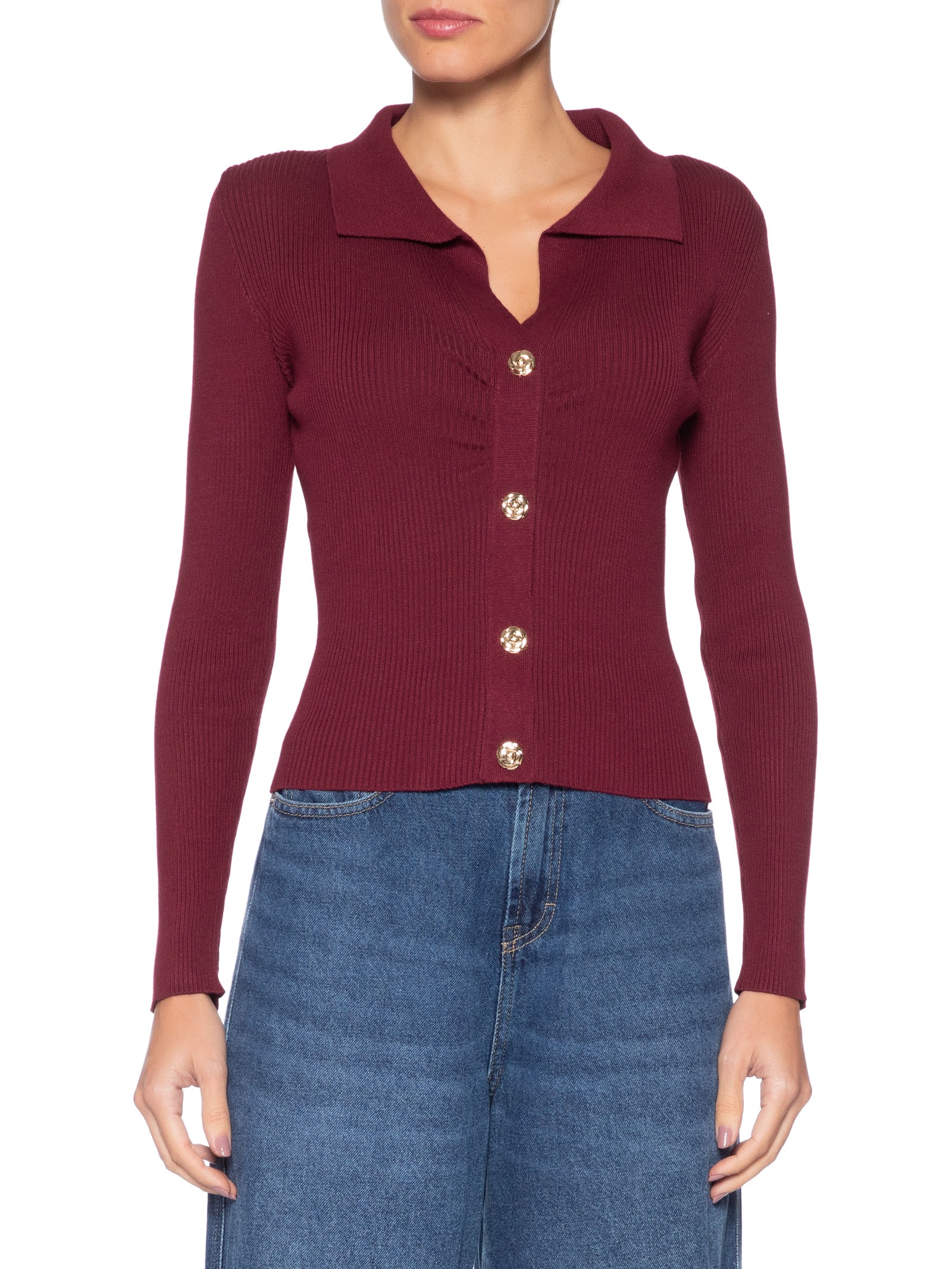 Blusa Feminina Gola Polo em Tricot – Vermelho '2Essential