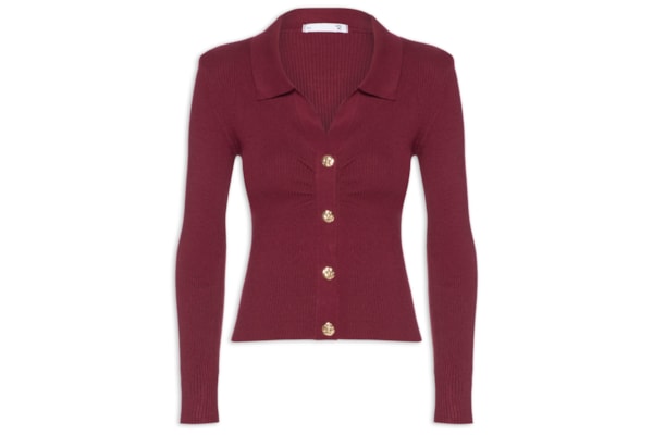 Blusa Feminina Gola Polo em Tricot – Vermelho