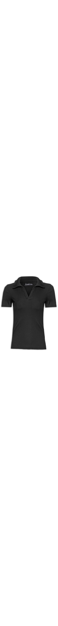 Blusa Feminina Gola Polo Manga Curta - Preto