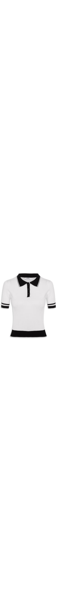 Blusa Feminina Gola Polo Manga Curta Tricot Bicolor - Off White