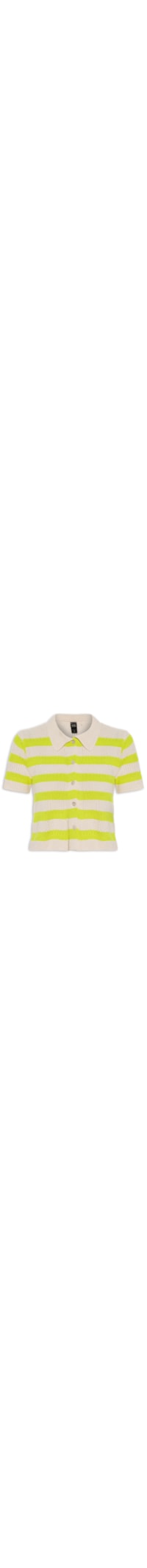 Blusa Feminina Gola Polo Tricot Listras - Verde