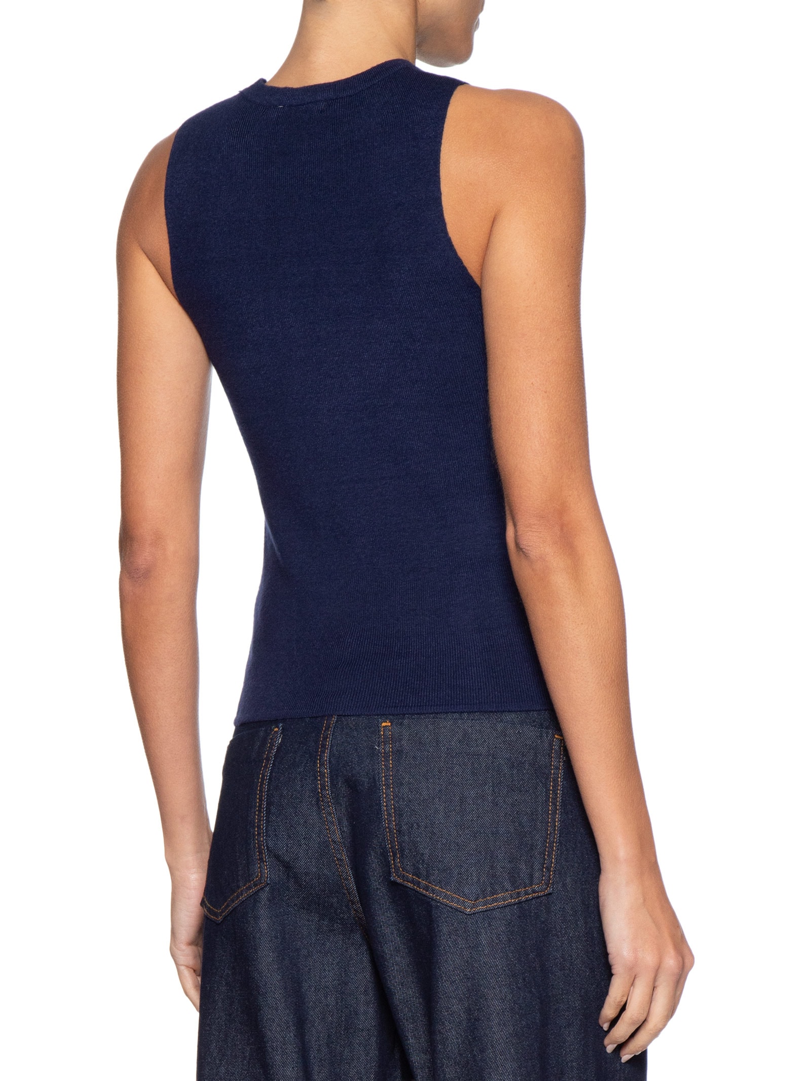 Blusa Feminina Gola Redonda Em Tricot Azul '2Essential