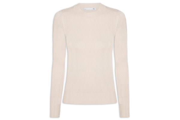 Blusa Feminina Gola Redonda Em Tricot - Bege