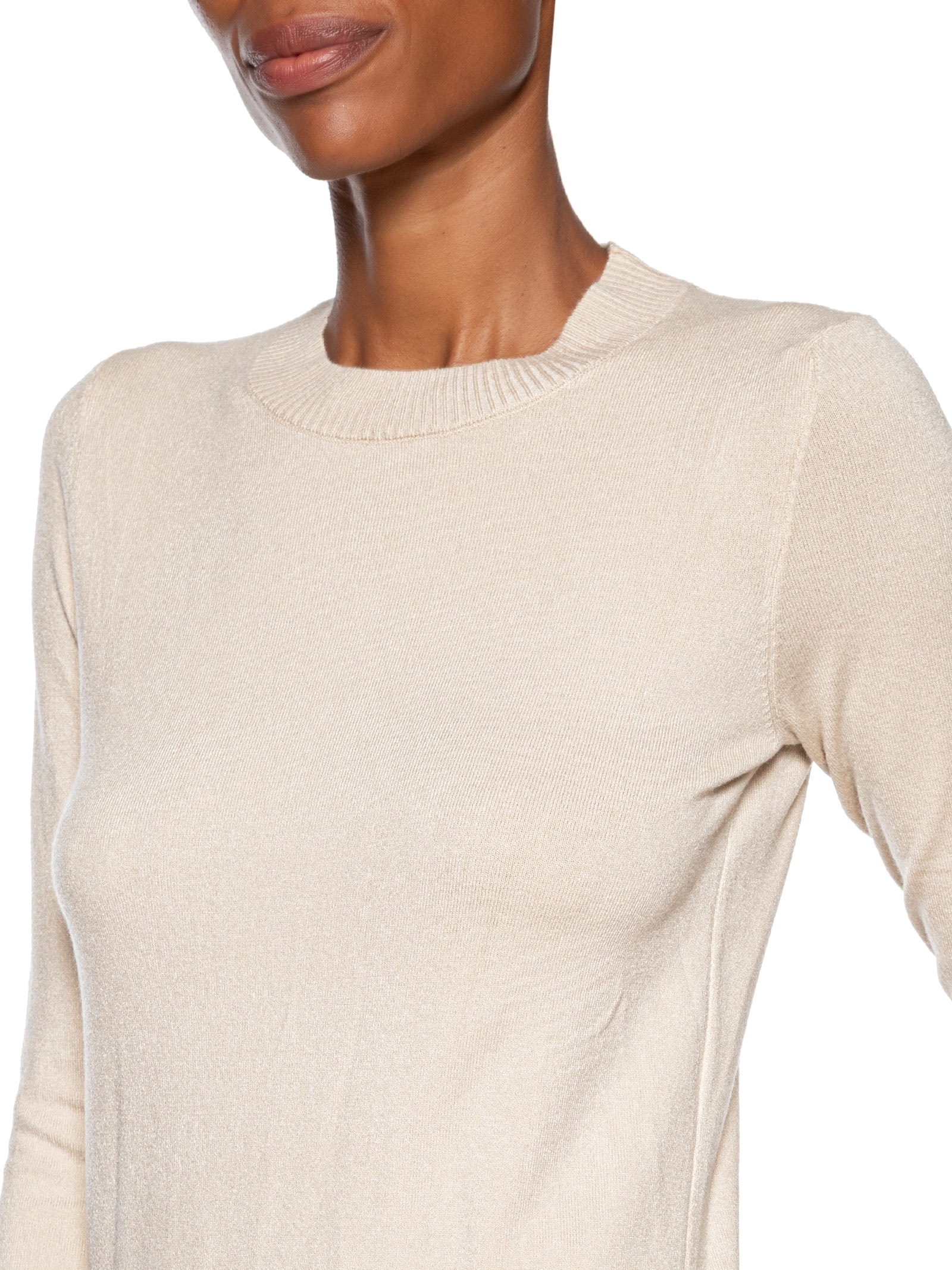 Blusa Feminina Gola Redonda Em Tricot Bege '2Essential