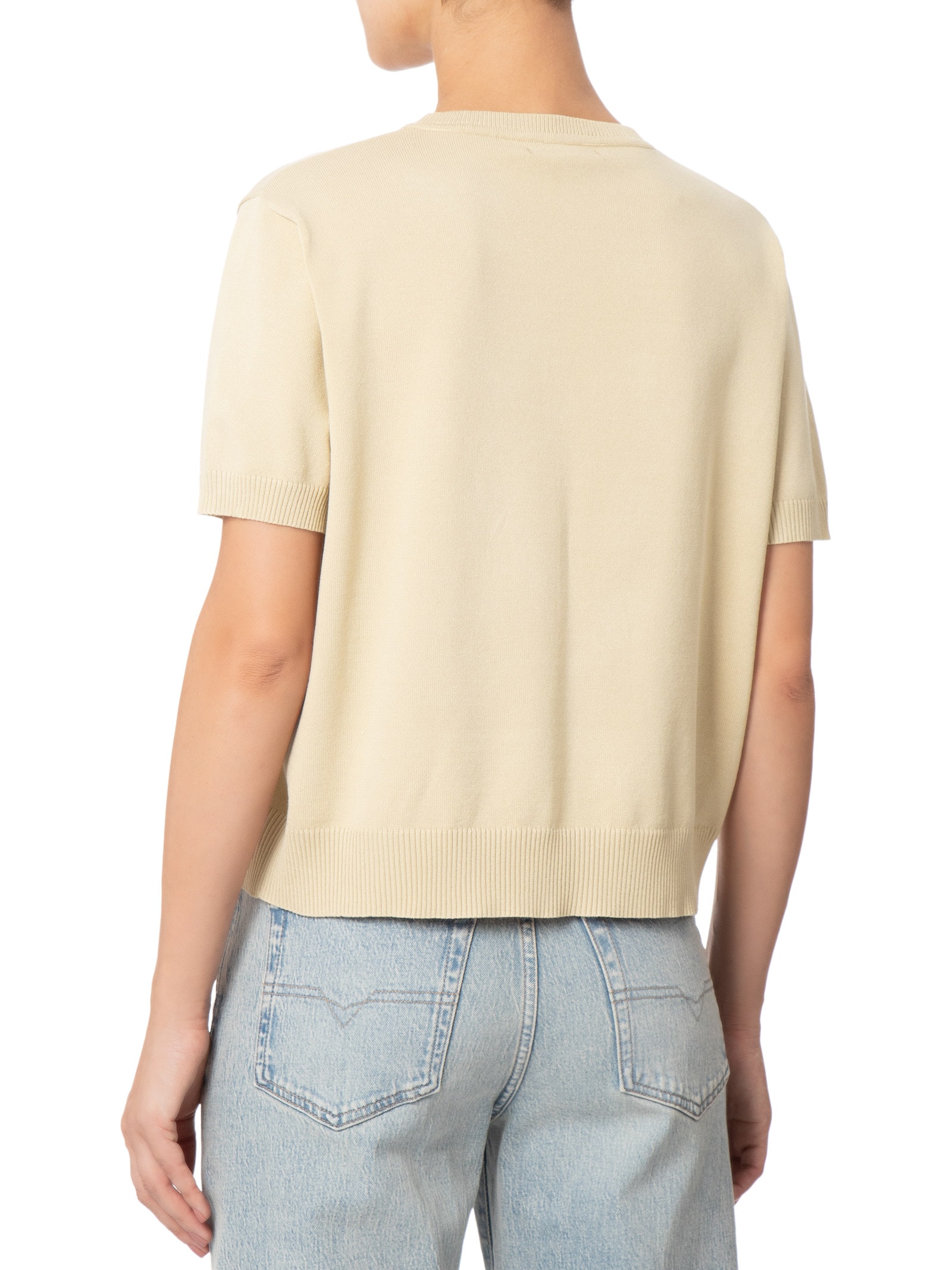 Blusa Feminina Gola Redonda em Tricot Bege '2Essential