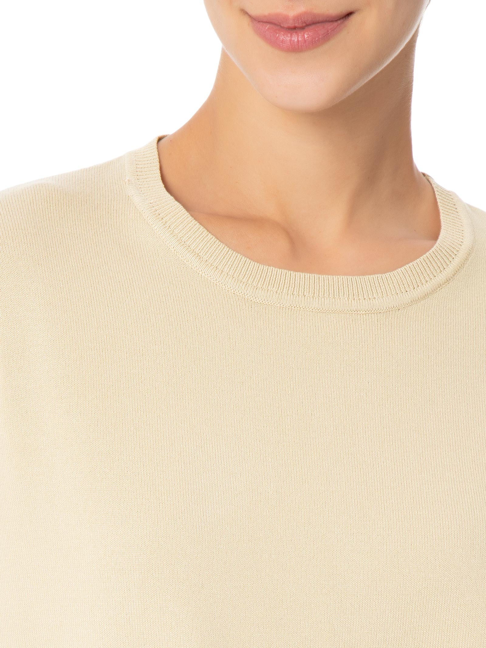 Blusa Feminina Gola Redonda em Tricot Bege '2Essential