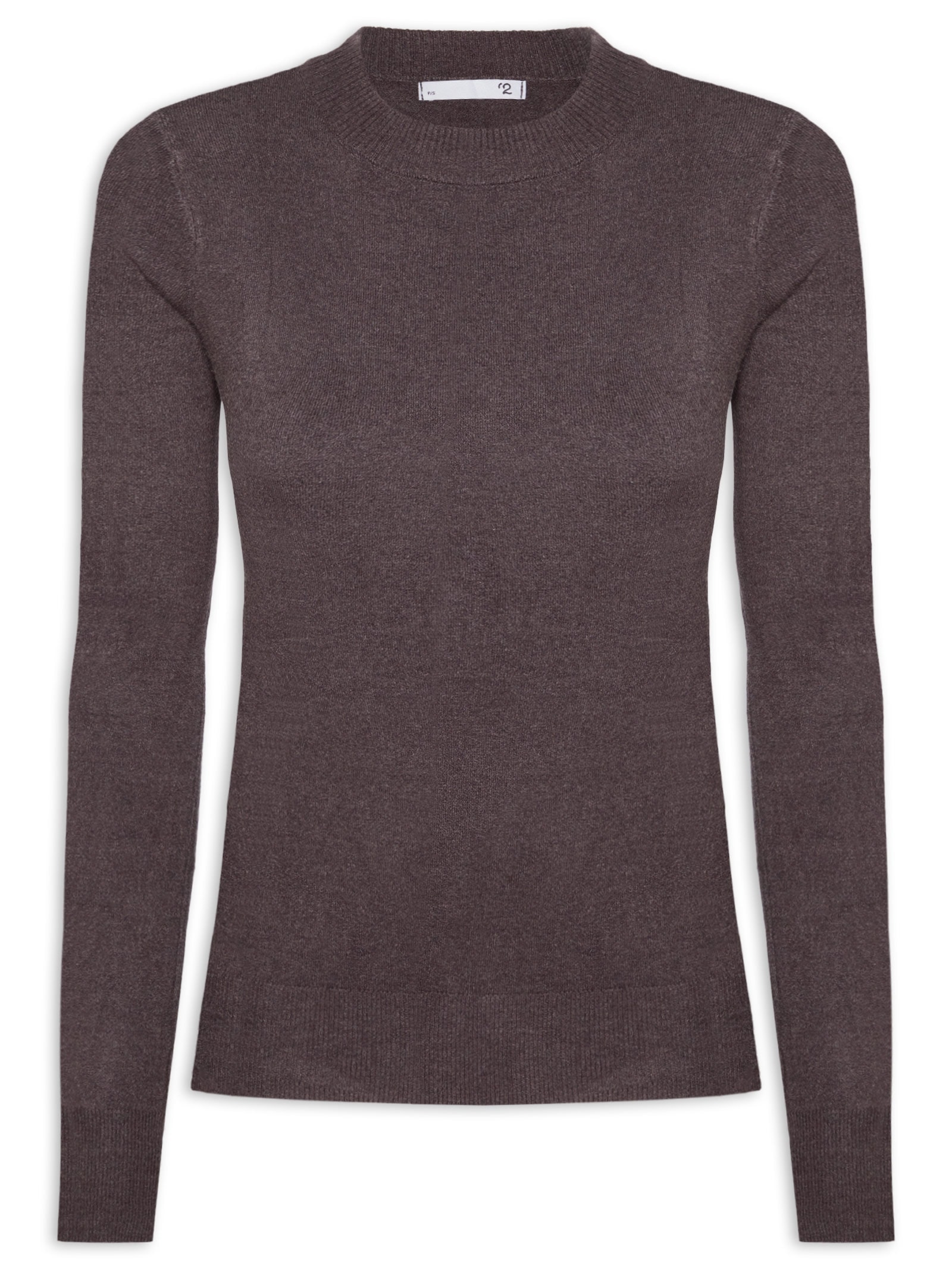 Blusa Feminina Gola Redonda Em Tricot Cinza '2Essential