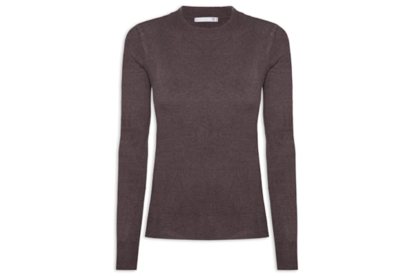 Blusa Feminina Gola Redonda Em Tricot - Cinza