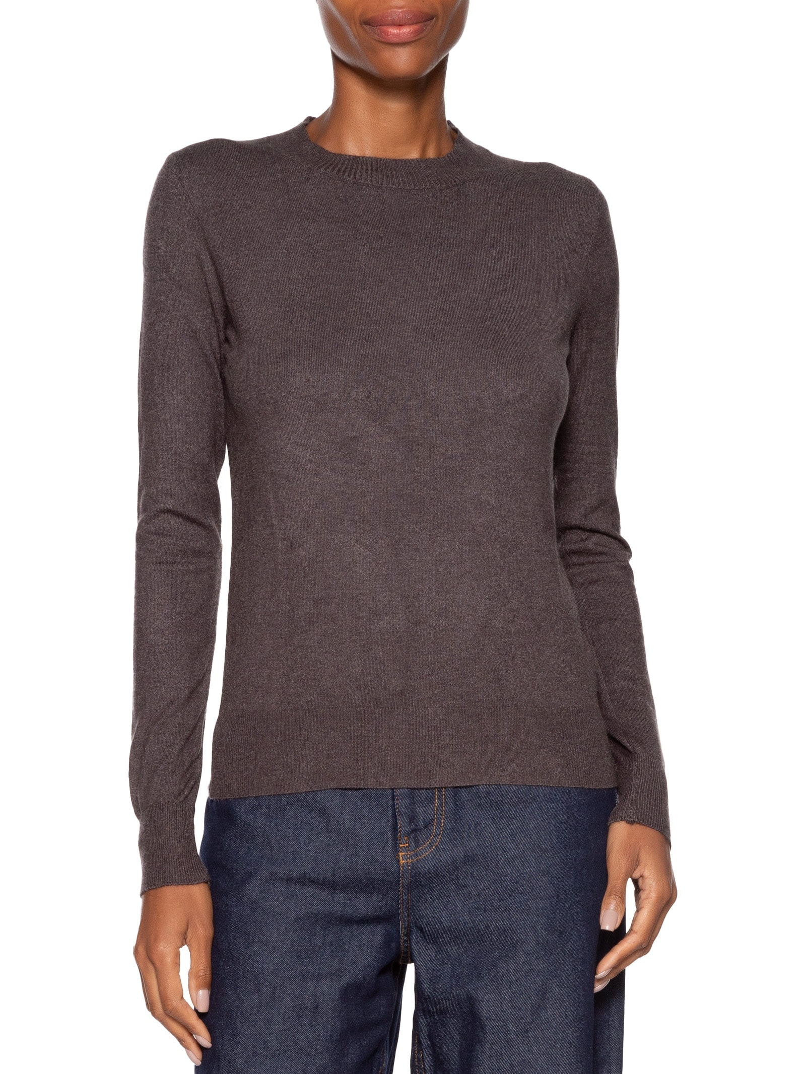 Blusa Feminina Gola Redonda Em Tricot Cinza '2Essential