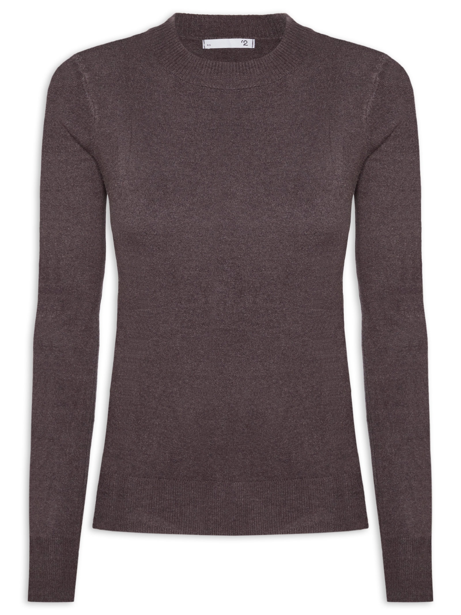 Blusa Feminina Gola Redonda Em Tricot Cinza '2Essential