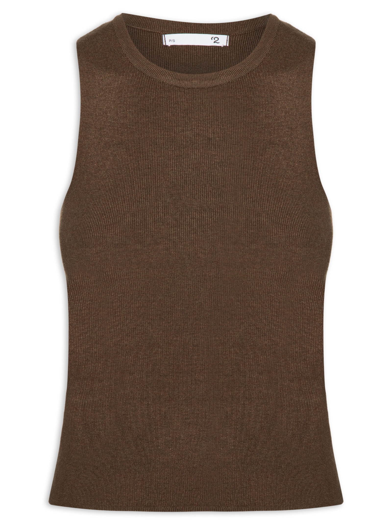 Blusa Feminina Gola Redonda Em Tricot Marrom '2Essential