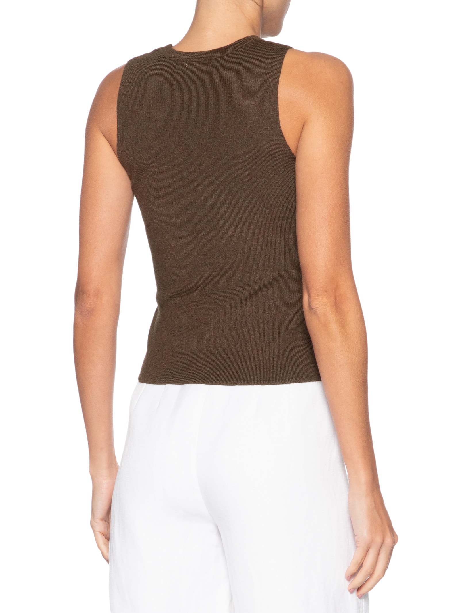 Blusa Feminina Gola Redonda Em Tricot Marrom '2Essential