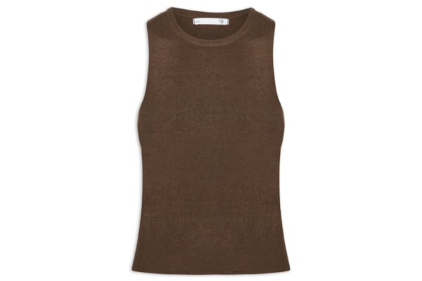 Blusa Feminina Gola Redonda Em Tricot - Marrom