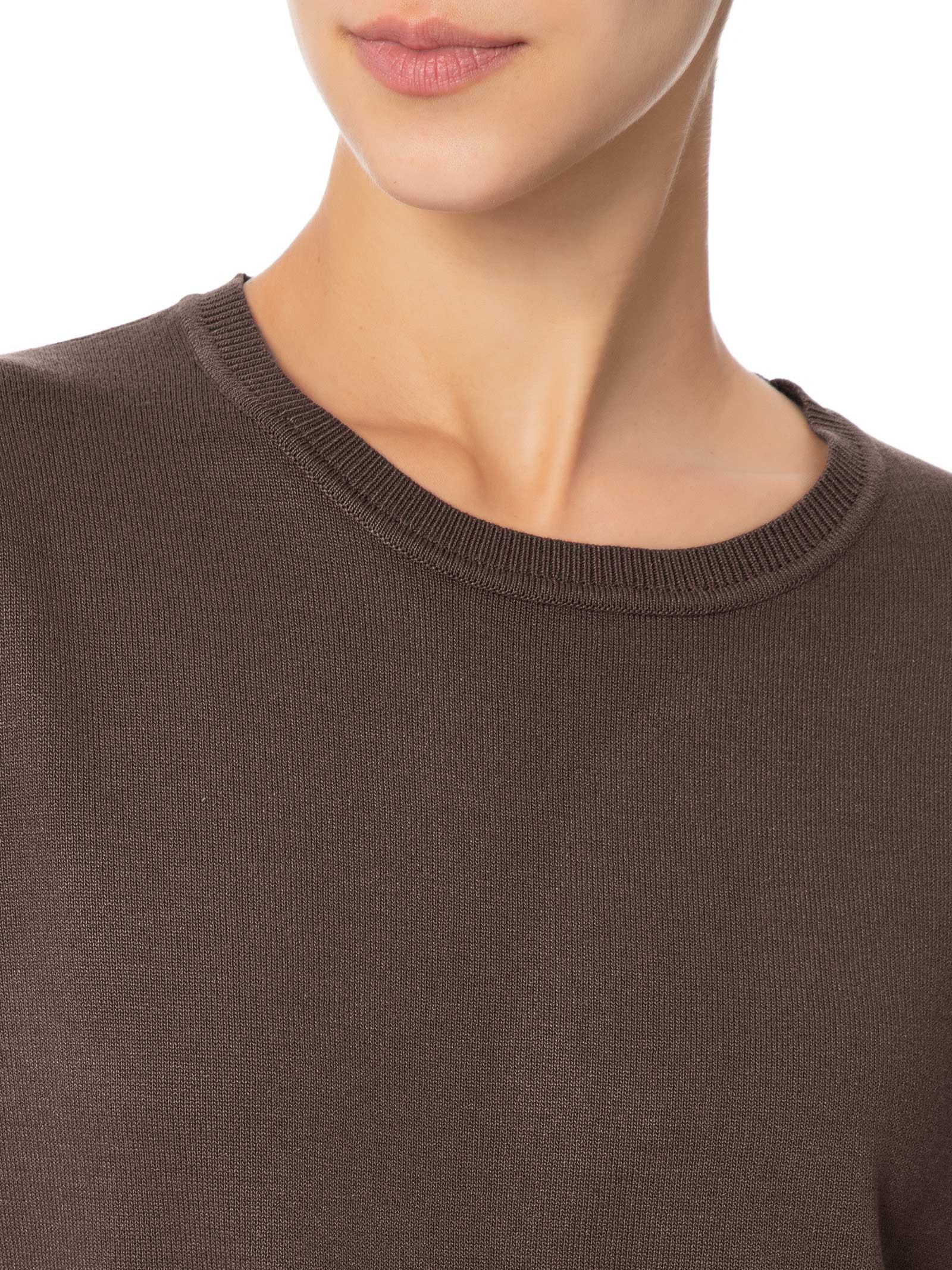 Blusa Feminina Gola Redonda em Tricot Marrom '2Essential