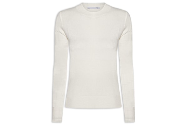 Blusa Feminina Gola Redonda Em Tricot - Off White