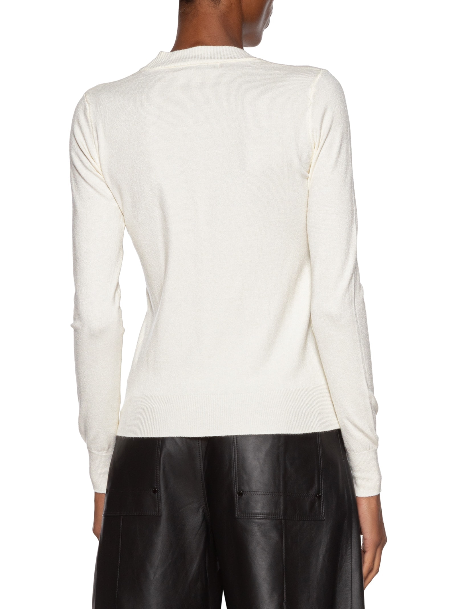 Blusa Feminina Gola Redonda Em Tricot Off White '2Essential