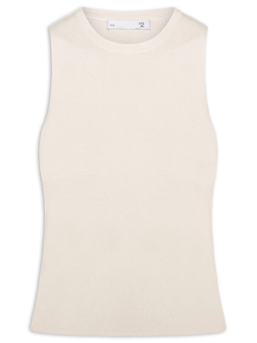 Blusa Feminina Gola Redonda Em Tricot - Off White