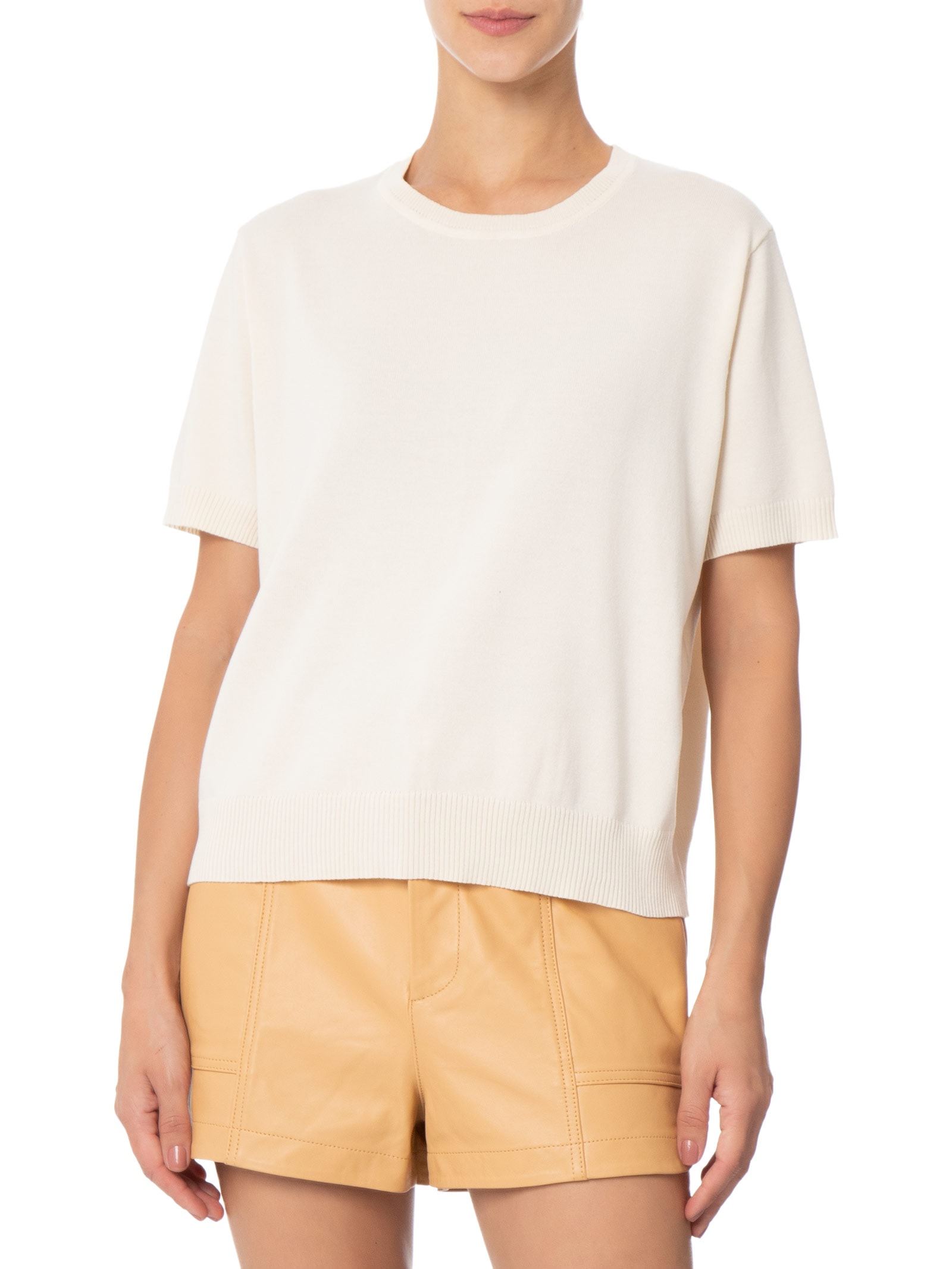 Blusa Feminina Gola Redonda em Tricot Off White '2Essential