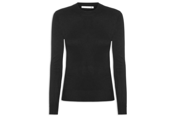 Blusa Feminina Gola Redonda Em Tricot - Preto