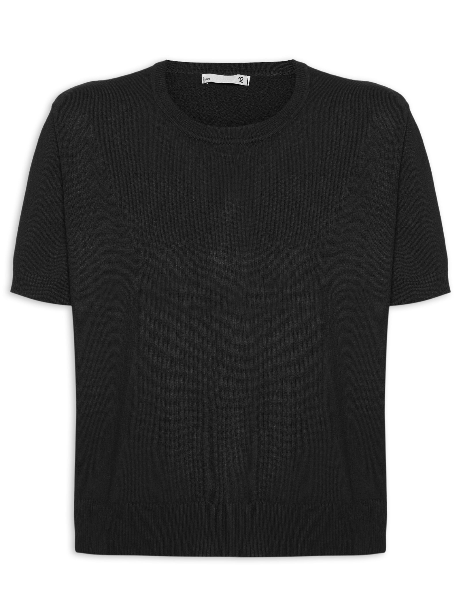 Blusa Feminina Gola Redonda em Tricot Preto '2Essential