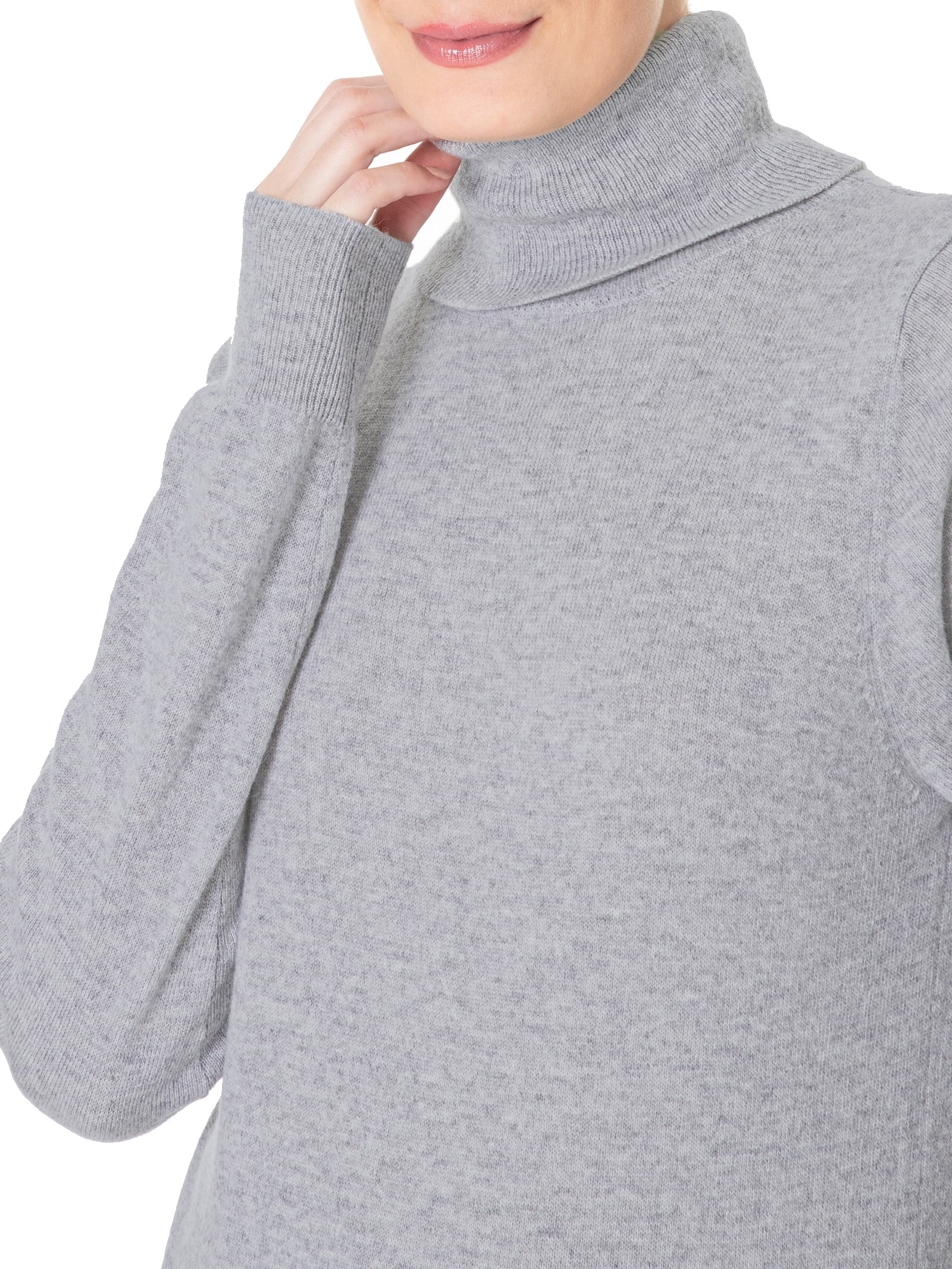 Blusa Feminina Gola Rolê Puro Cashmere Cinza '2Essential