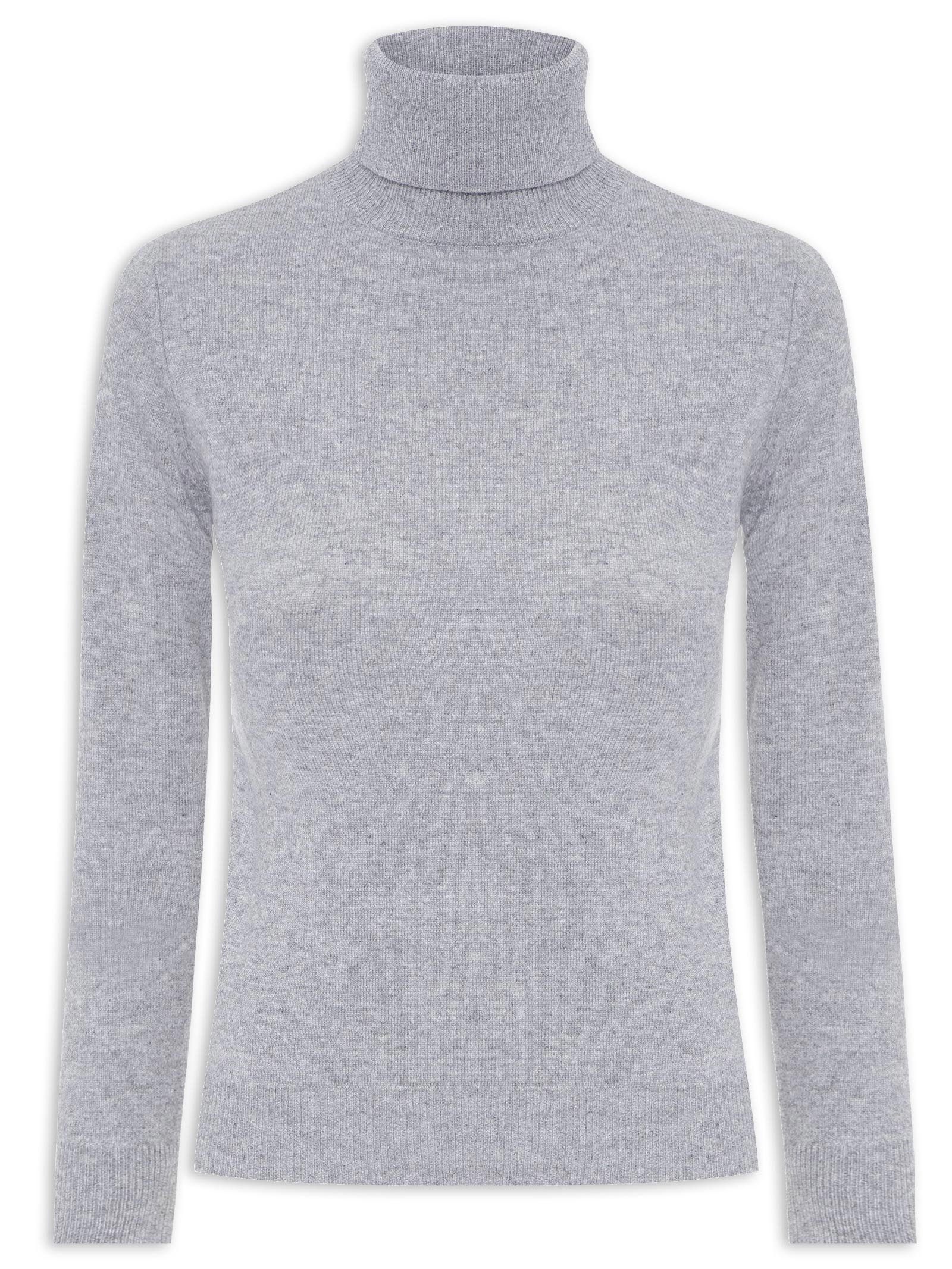Blusa Feminina Gola Rolê Puro Cashmere Cinza '2Essential