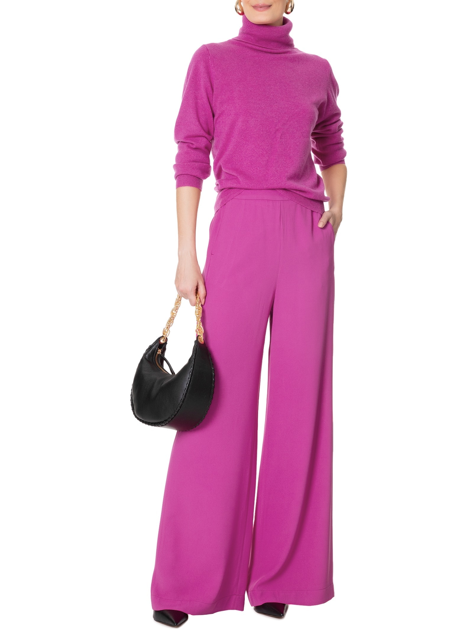 Blusa Feminina Gola Rolê Puro Cashmere Rosa '2Essential