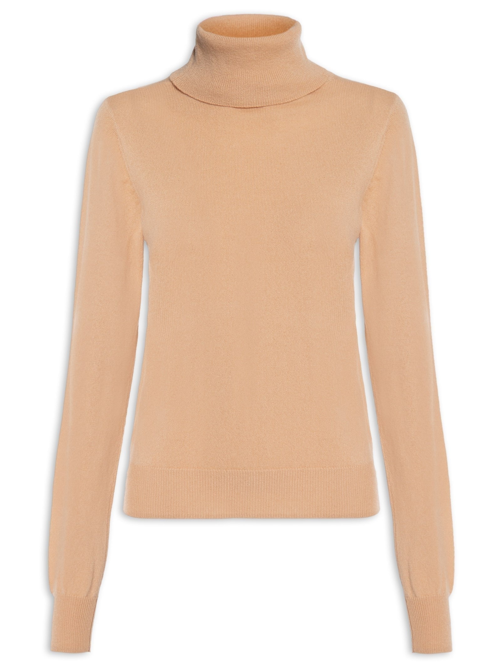 Blusa Feminina Gola Rulê Puro Cashmere Bege '2Essential