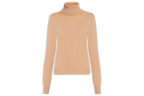 Blusa Feminina Gola Rulê Puro Cashmere - Bege
