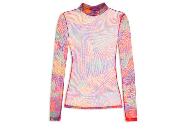 Blusa Feminina Gola Tule Floral Tropical - Roxo