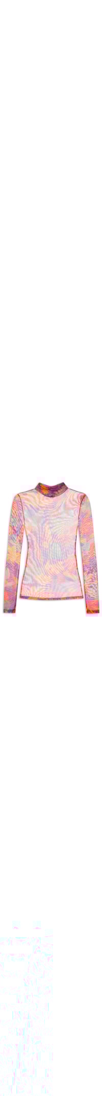 Blusa Feminina Gola Tule Floral Tropical - Roxo