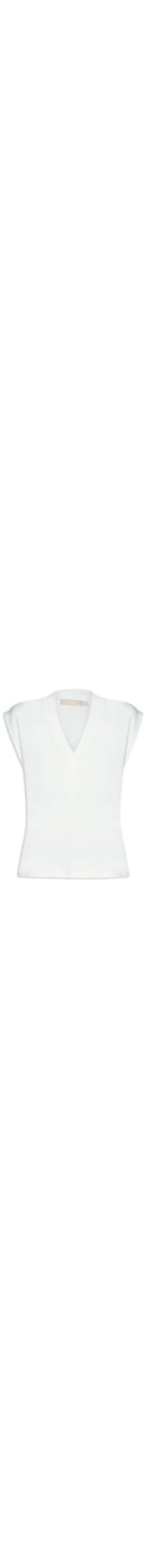 Blusa Feminina Gola V Em Ribana - Off White