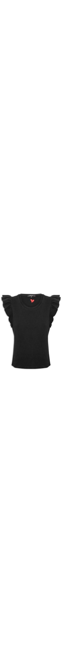 Blusa Feminina Heart Babados - Preto