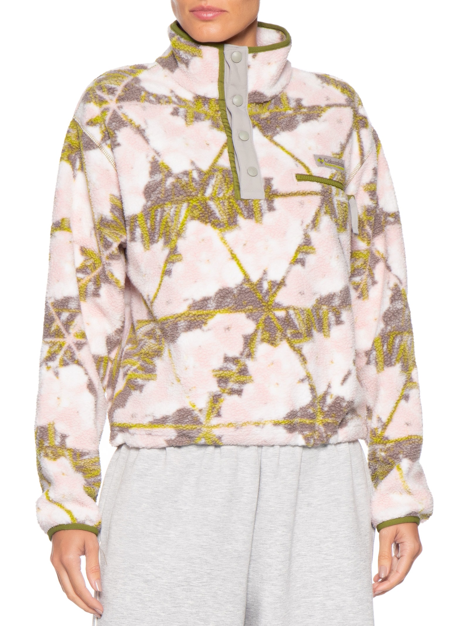 Blusa Feminina Helvetia™ II Printed Cropped Half Snap – Rosa Columbia