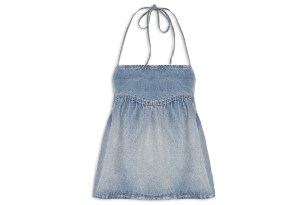 Blusa Feminina Jeans Com Alça - Azul