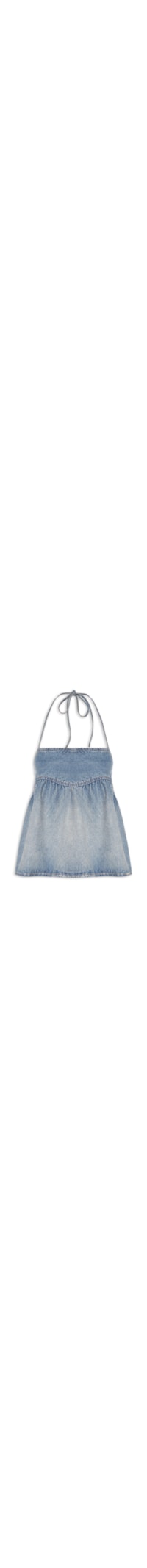 Blusa Feminina Jeans Com Alça - Azul
