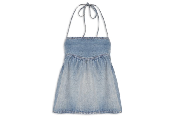 Blusa Feminina Jeans Com Alça - Azul