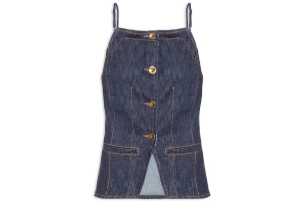 Blusa Feminina Jeans Com Alça - Azul