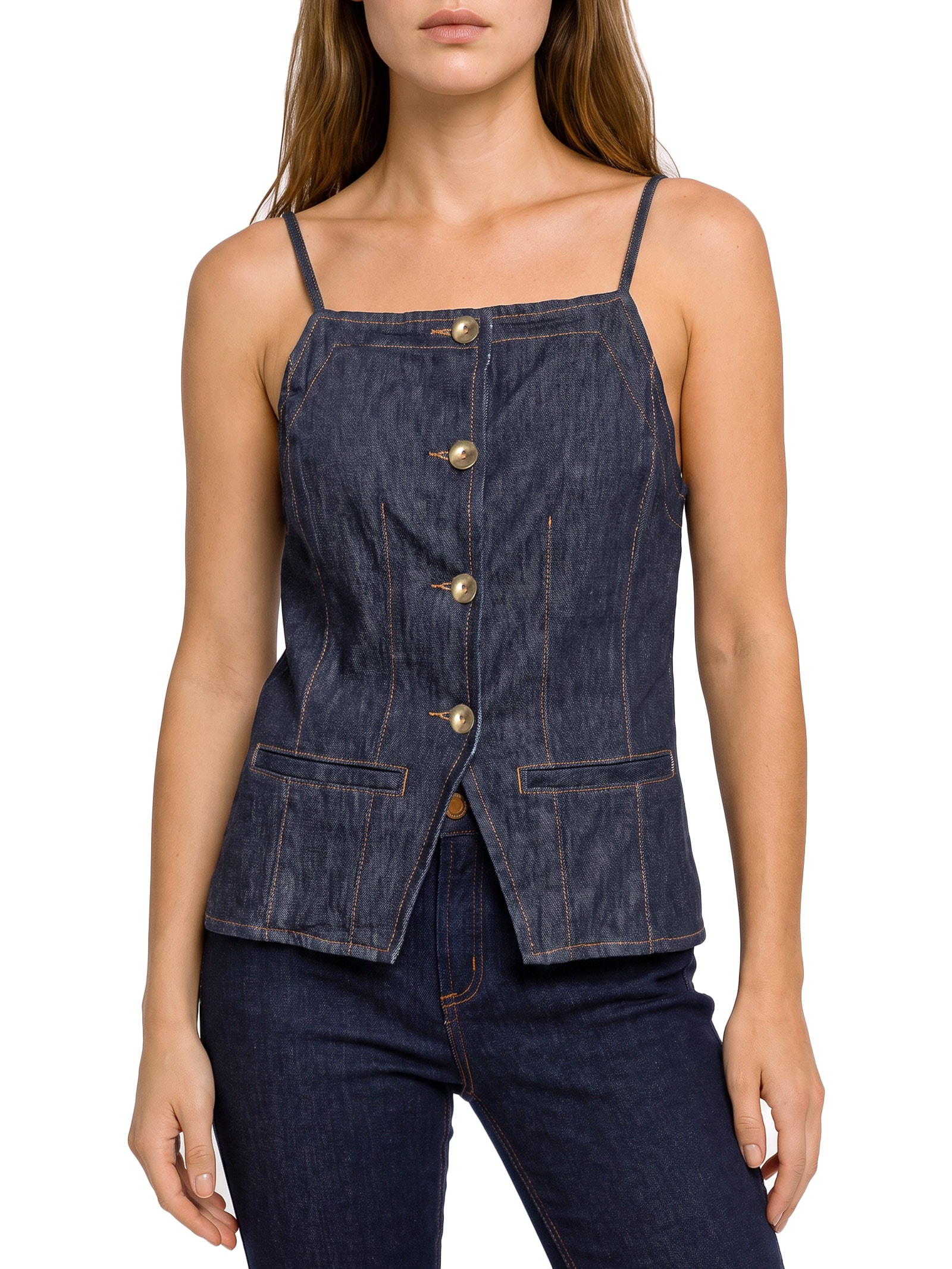 Blusa Feminina Jeans Com Alça Azul Lança Perfume
