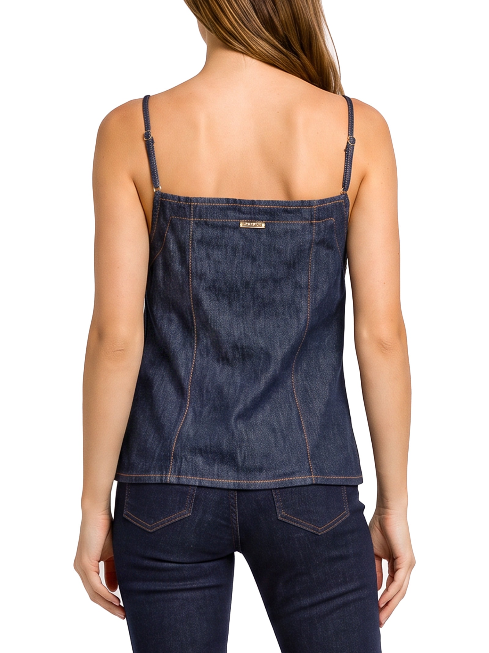 Blusa Feminina Jeans Com Alça Azul Lança Perfume