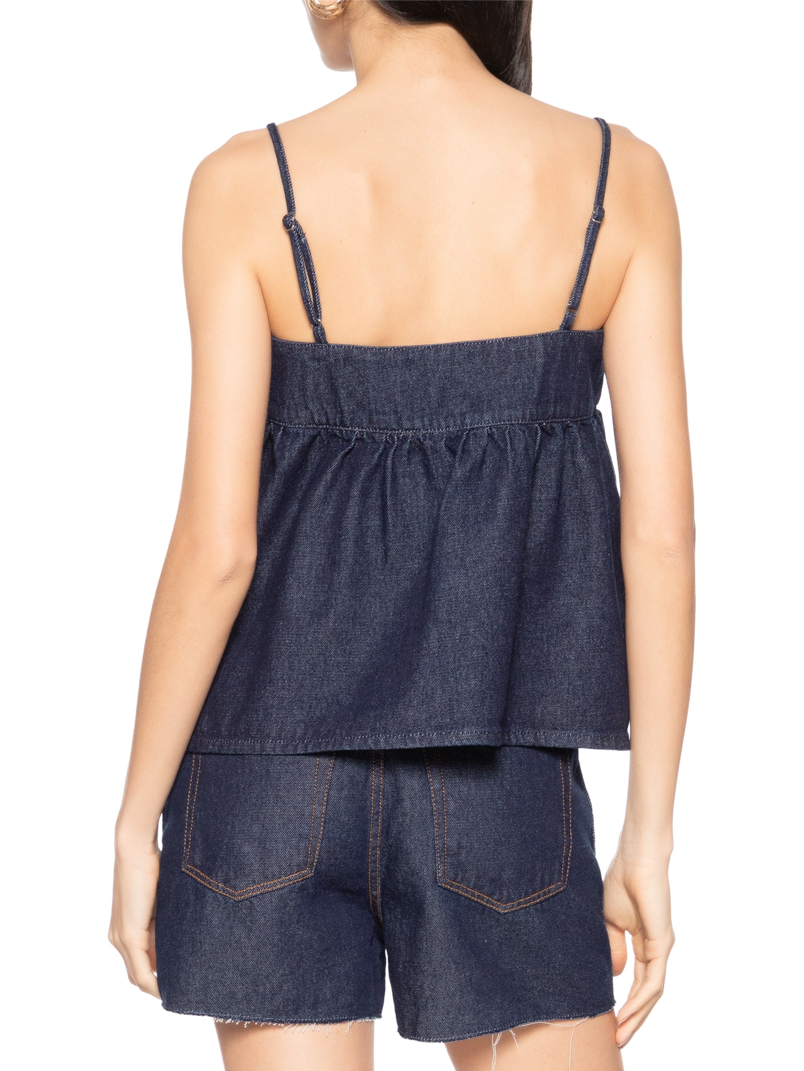 Blusa Feminina Jeans Com Alças Azul My Favorite