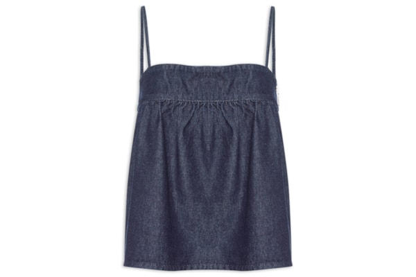 Blusa Feminina Jeans Com Alças - Azul