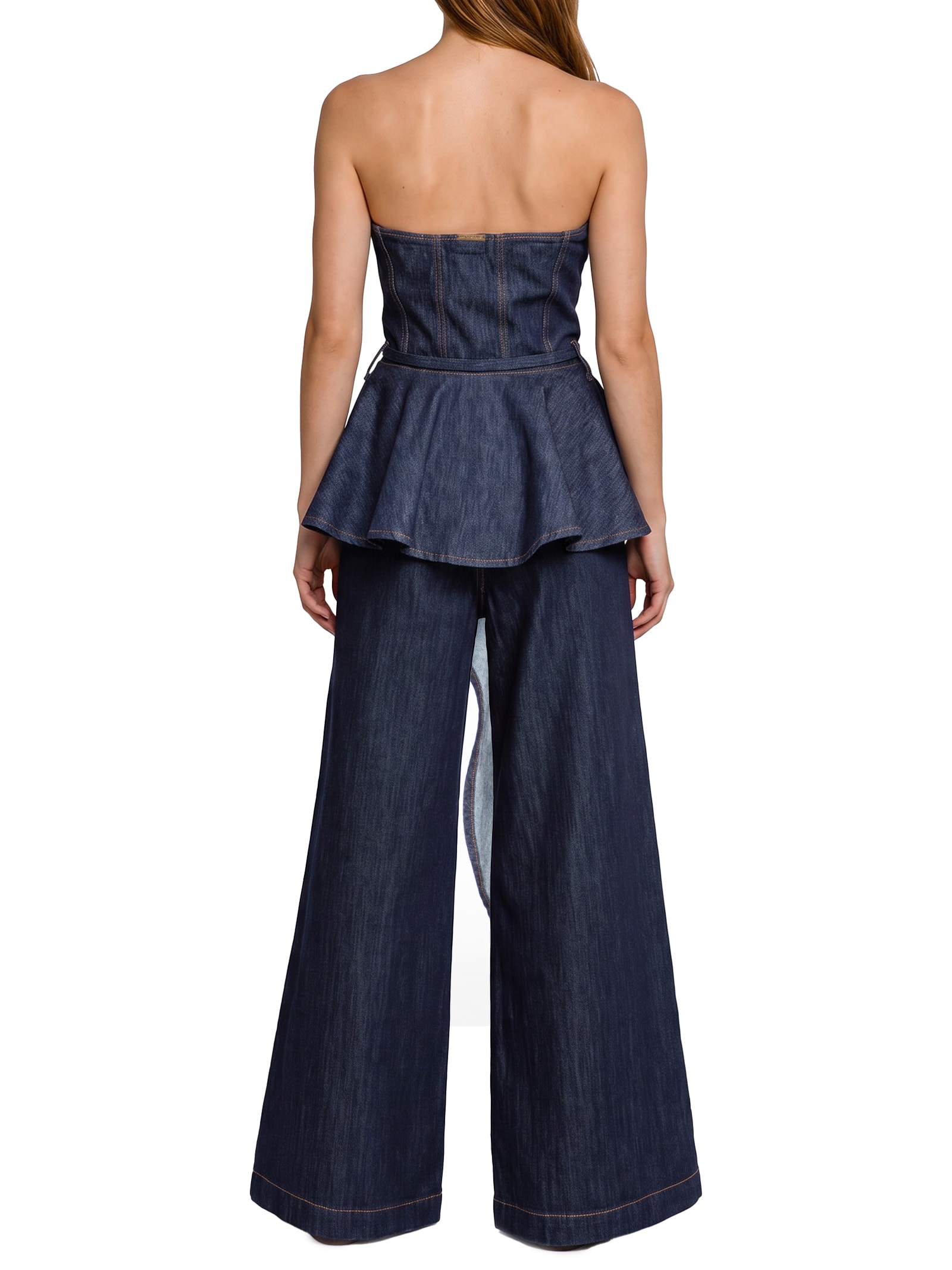 Blusa Feminina Jeans Corset Com Cinto Azul Lança Perfume