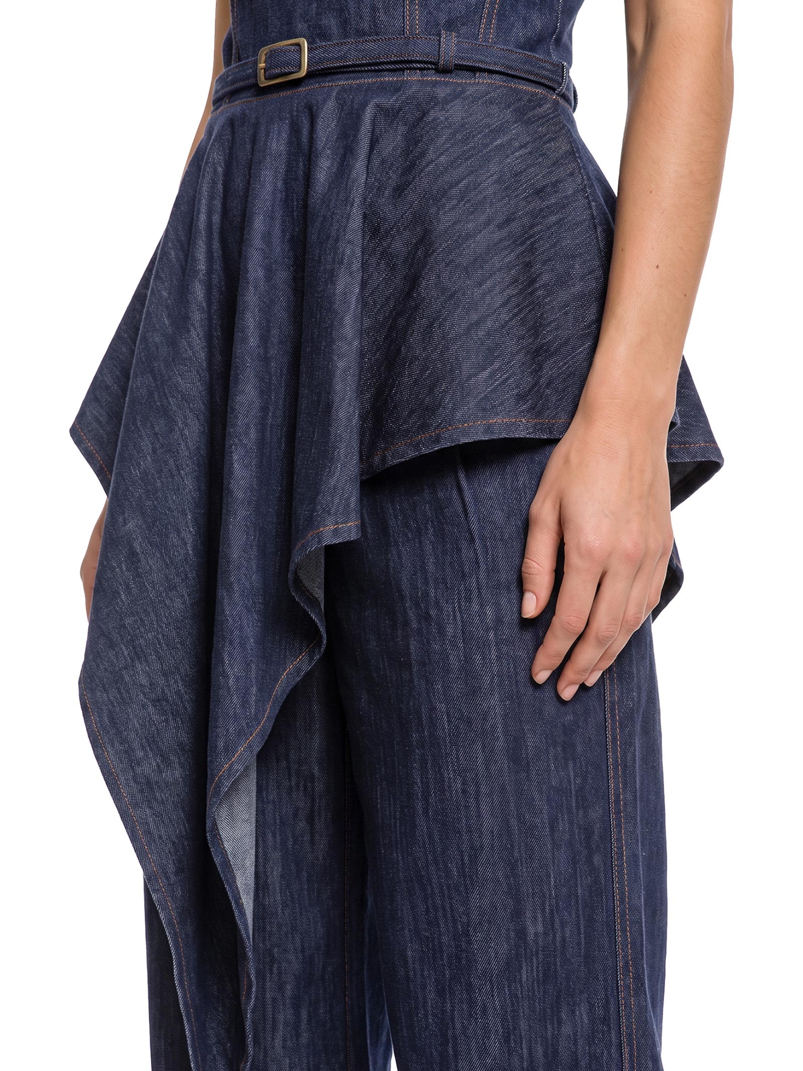 Blusa Feminina Jeans Corset Com Cinto Azul Lança Perfume
