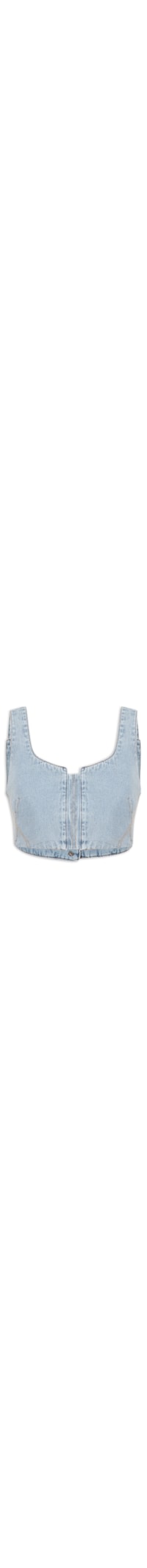 Blusa Feminina Jeans Cropped Reta - Azul