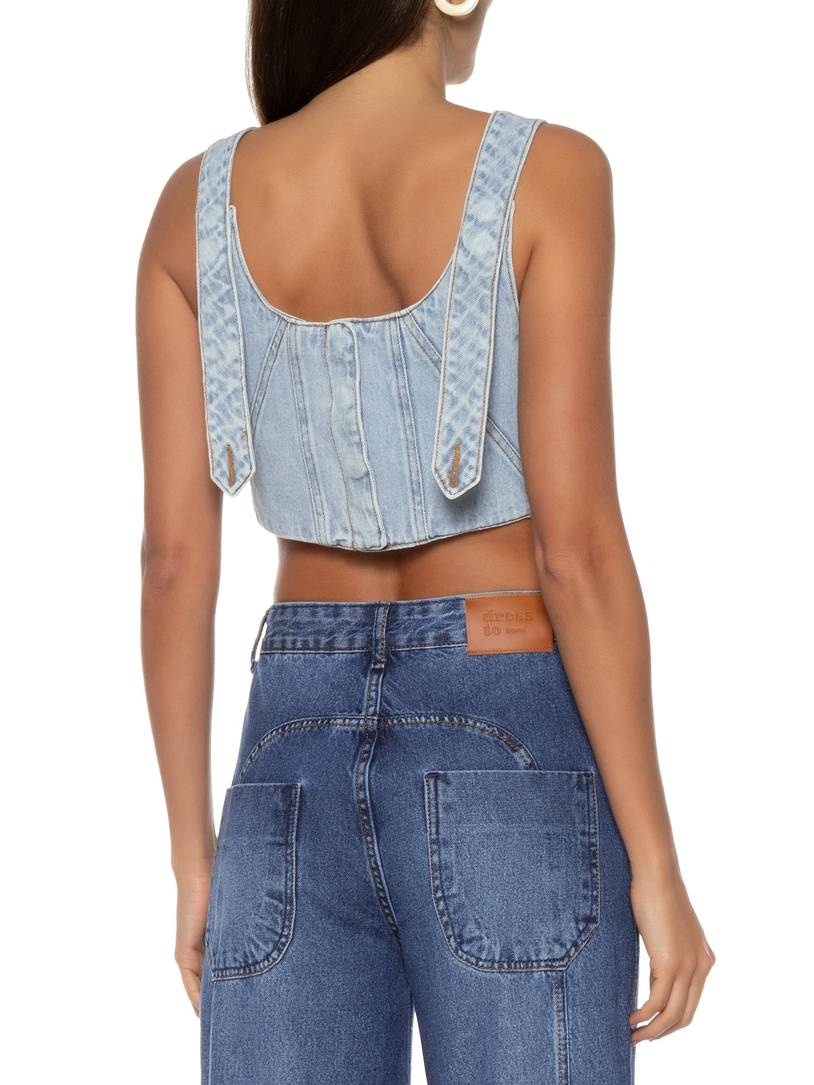 Blusa Feminina Jeans Cropped Reta Azul Dress To